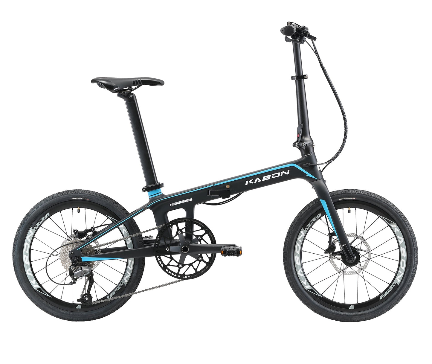 KABON Bicicletă pliantă de oraș fibră de carbon cu transmisie Shimano Altus 9S 20 inch