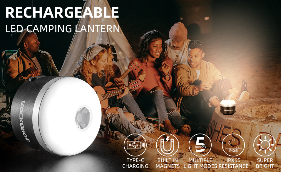 Lanternă de camping în aer liber ROCKBROS Lanterne USB 600 lumeni IPX65 LED Baterie reîncărcabilă
