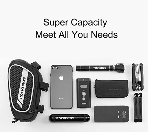 ROCKBROS 006-1BK Geantă pentru cadru de bicicletă reflectorizant 1.8L negru