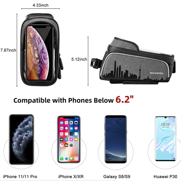 ROCKBROS 017-5 geantă impermeabilă pentru cadru de bicicletă pentru telefoane mobile de până la 6,5 inci