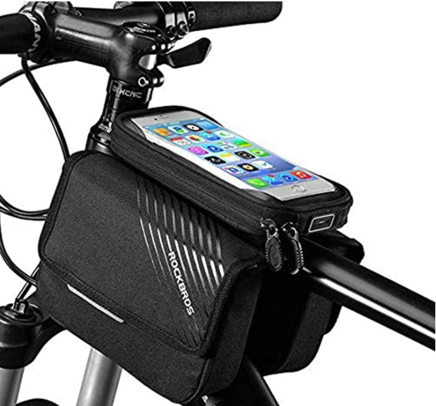 Geantă pentru cadru de bicicletă ROCKBROS 030-60BK cu buzunar pentru telefonul mobil de până la 6,0 inci
