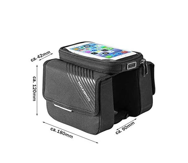 Geantă pentru cadru de bicicletă ROCKBROS 030-60BK cu buzunar pentru telefonul mobil de până la 6,0 inci