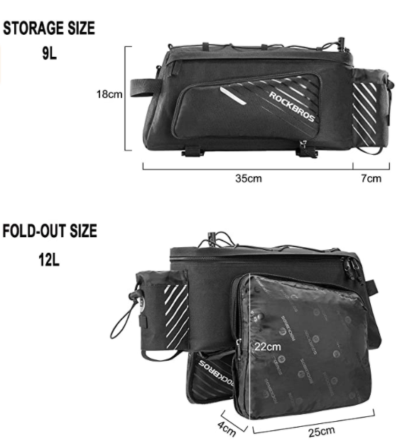 ROCKBROS A9-BK Genți laterale pliabile 9-12L Negru