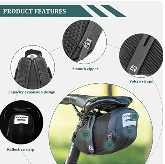 ROCKBROS B74 geanta scaun pentru biciclete cu suport lumini spate negru