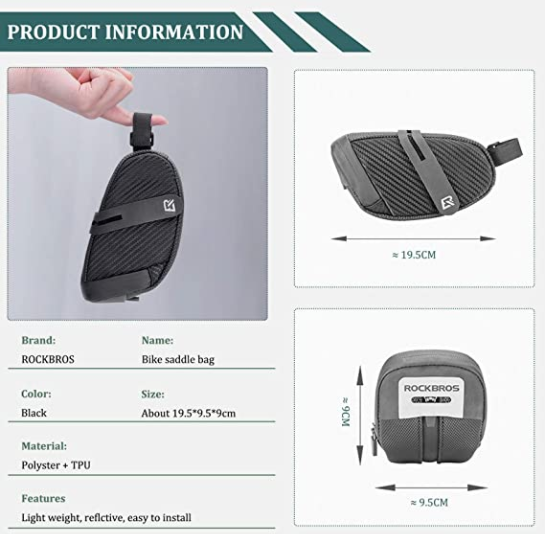 ROCKBROS B74 geanta scaun pentru biciclete cu suport lumini spate negru