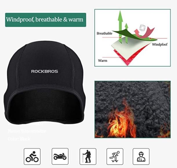 ROCKBROS LF041BK Căptușeală pentru ciclism Șapcă rezistentă la vânt Pachet de 3