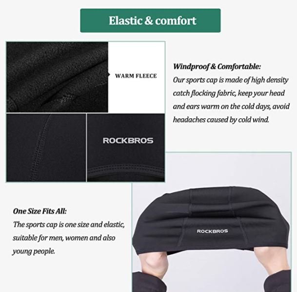 ROCKBROS LF041BK Căptușeală pentru ciclism Șapcă rezistentă la vânt Pachet de 3