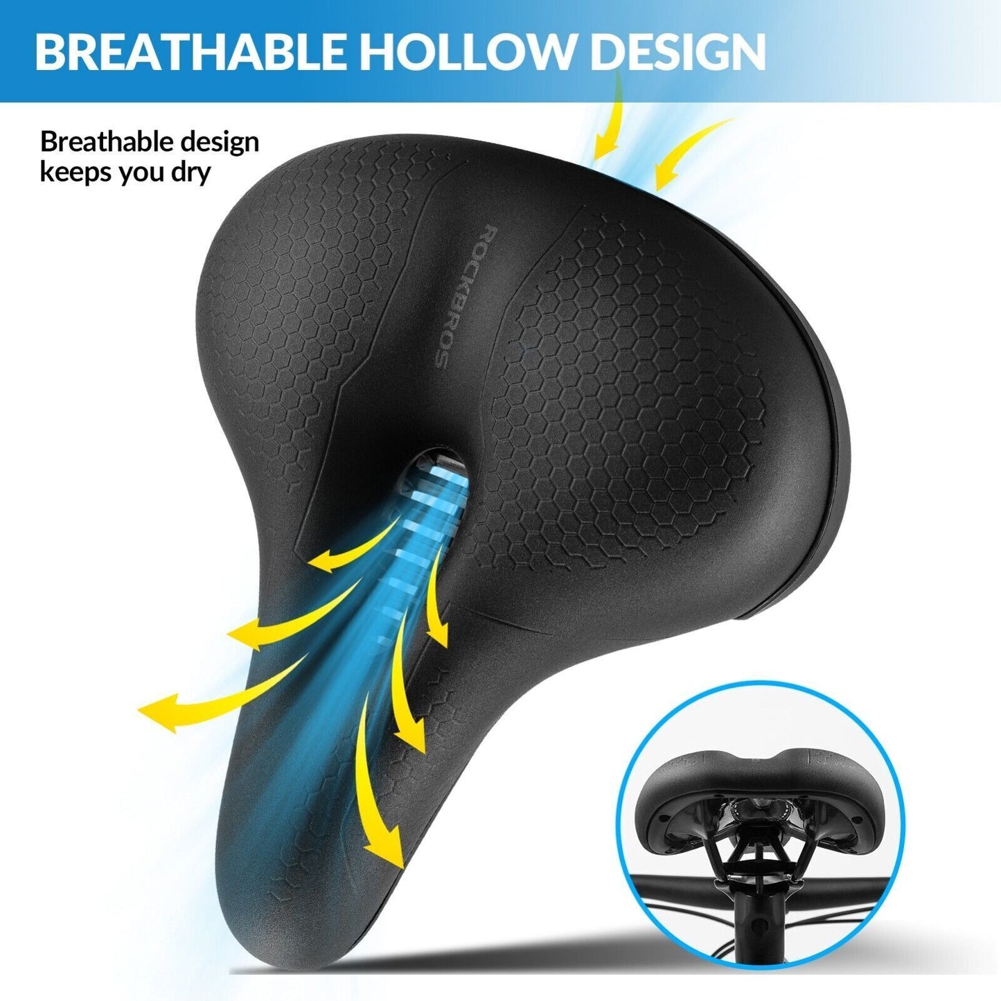 ROCKBROS Șa de bicicletă Scaun de bicicletă spumă cu memorie Confortabil Ergonomic
