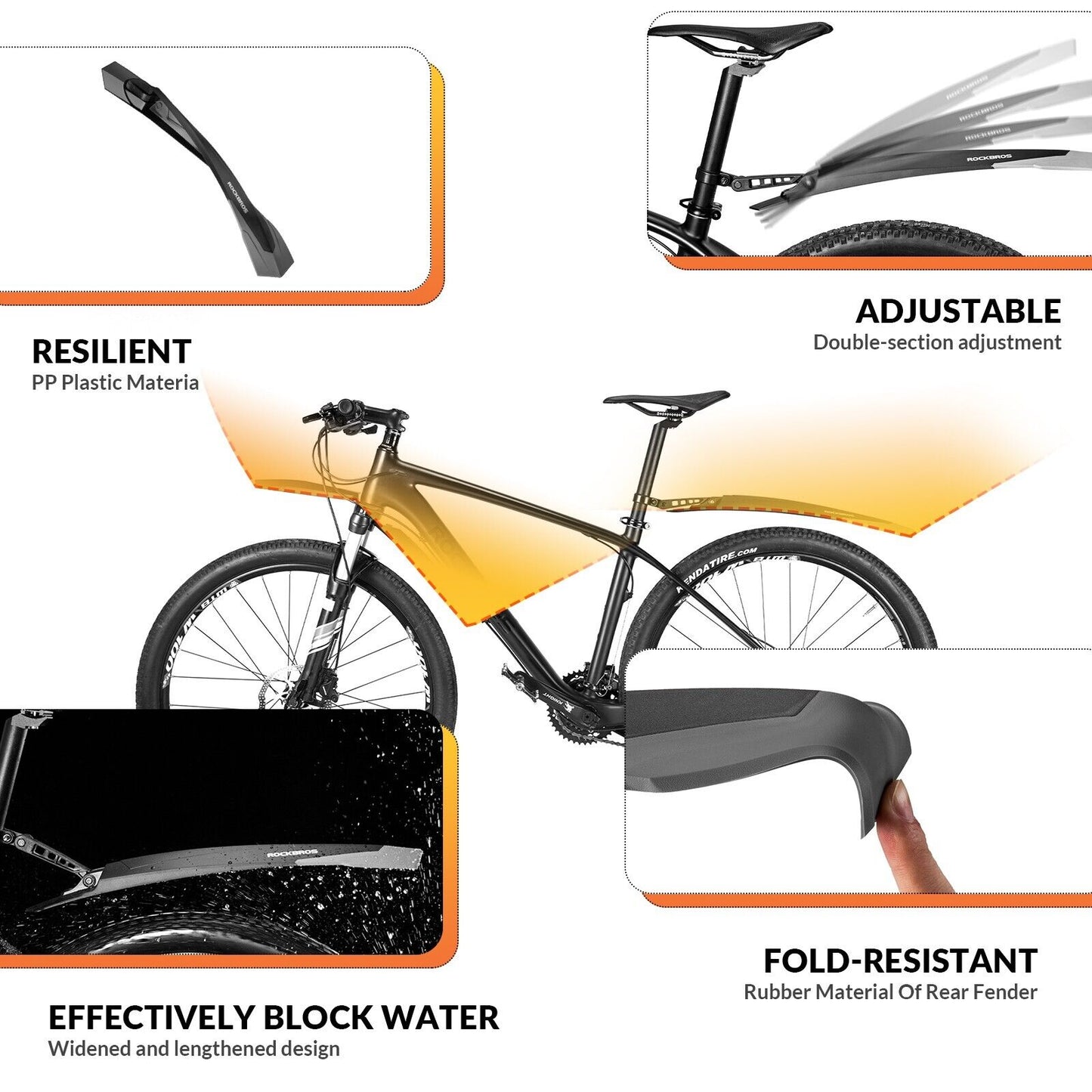 Set apărători de noroi pentru bicicletă ROCKBROS 26/27,5/28 inch MTB