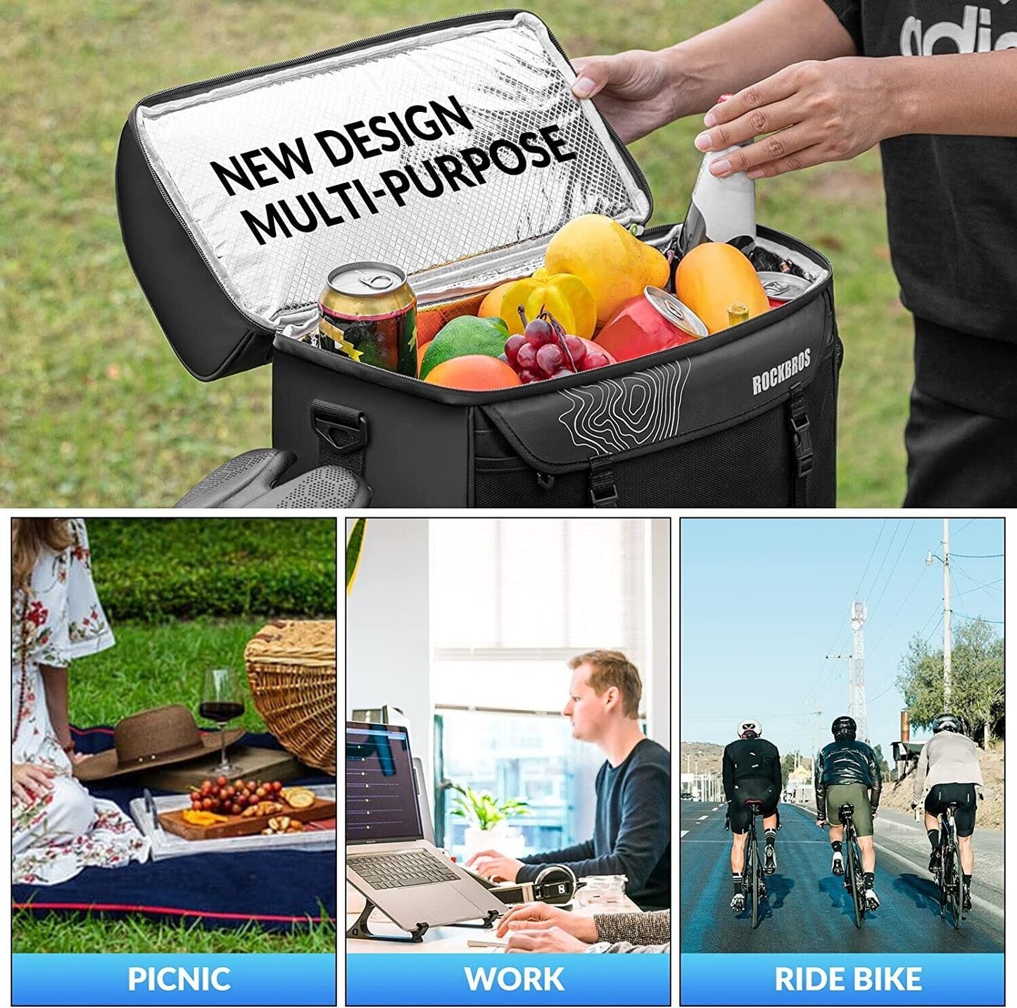 ROCKBROS geanta de biciclete geanta izolatoare pentru picnic geanta portbagaj 11L