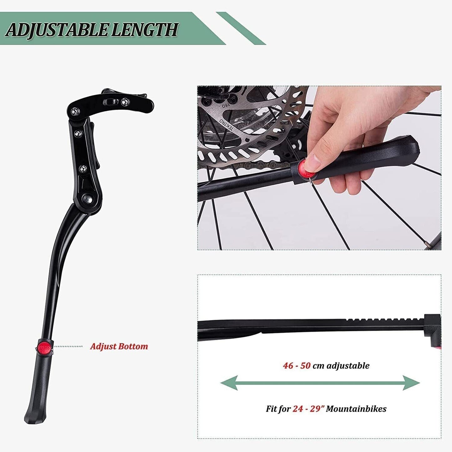 Suport pentru biciclete ROCKBROS Suport lateral reglabil pe inaltime aluminiu de 24-29 inch