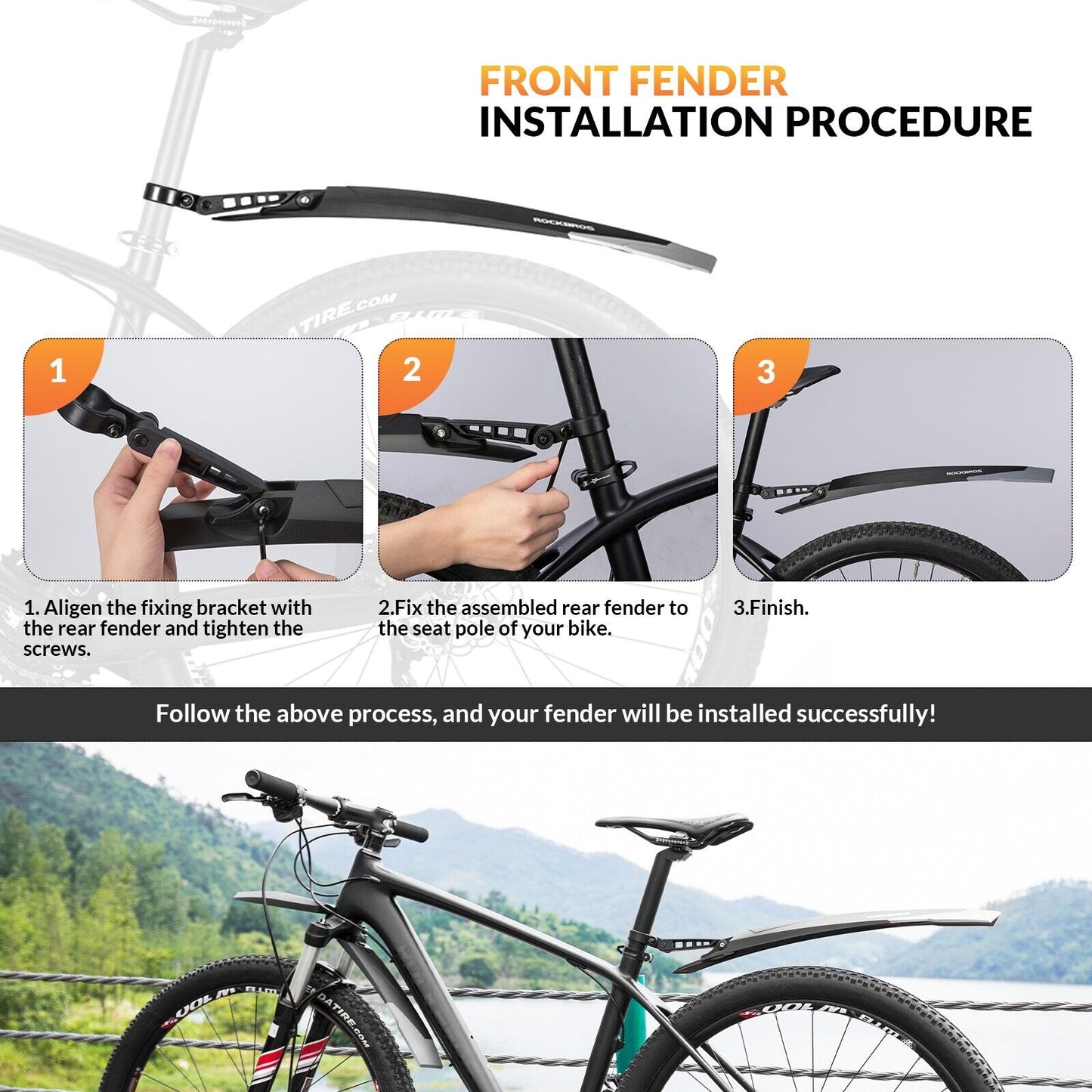 Set apărători de noroi pentru bicicletă ROCKBROS 26/27,5/28 inch MTB