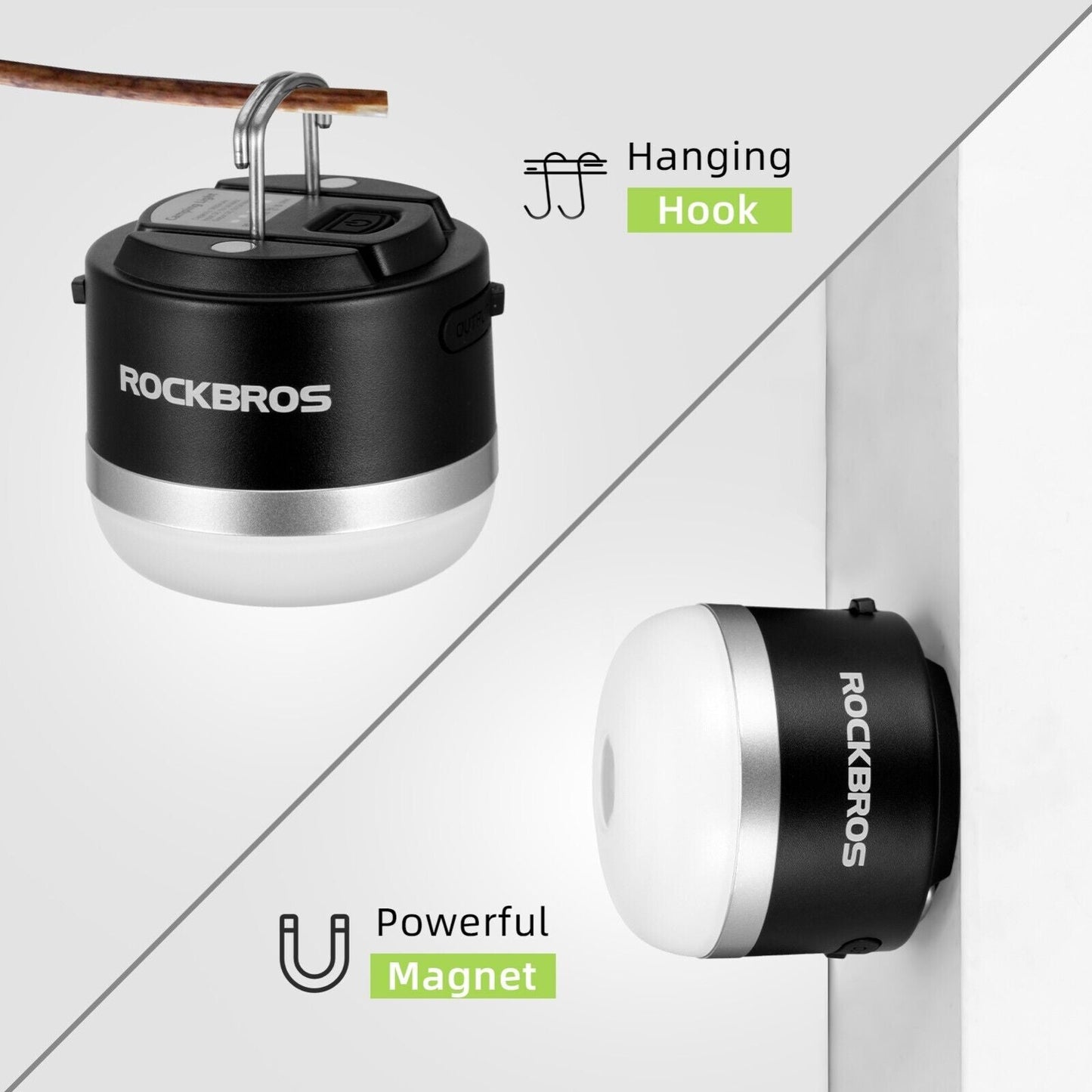 Lanternă de camping în aer liber ROCKBROS Lanterne USB 600 lumeni IPX65 LED Baterie reîncărcabilă