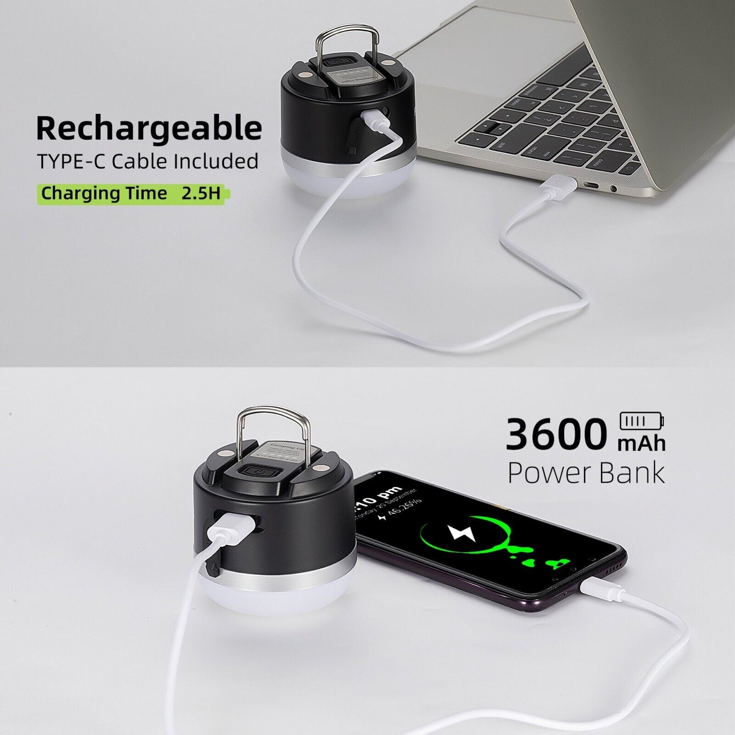 Lanternă de camping în aer liber ROCKBROS Lanterne USB 600 lumeni IPX65 LED Baterie reîncărcabilă