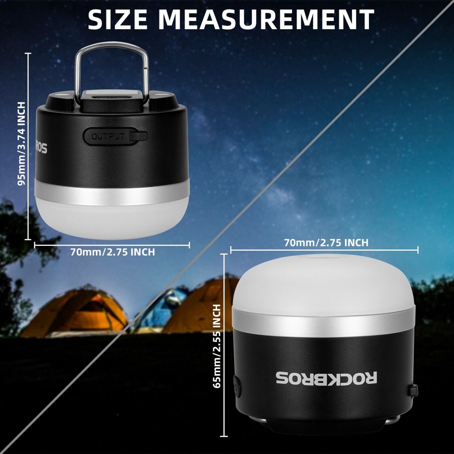 Lanternă de camping în aer liber ROCKBROS Lanterne USB 600 lumeni IPX65 LED Baterie reîncărcabilă