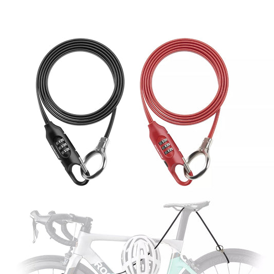ROCKBROS blocare biciclete cablu blocare 150cm cu cod numeric antifurt pentru biciclete scooter carucior bebelusi rosu/negru