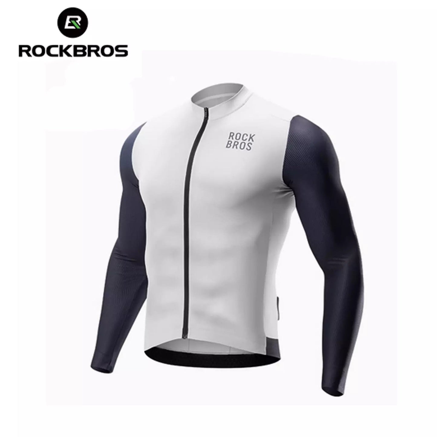 ROCKBROS Tricou pentru ciclism cu mânecă lungă Tricou pentru bărbați, respirabil, cu uscare rapidă, pentru ciclism, cu fermoar, cu 3 buzunare, tricou pentru bărbați, bicicletă de drum, MTB, mărime europeană