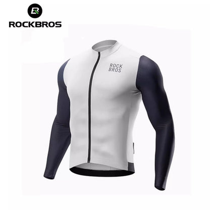 ROCKBROS Tricou pentru ciclism cu mânecă lungă Tricou pentru bărbați, respirabil, cu uscare rapidă, pentru ciclism, cu fermoar, cu 3 buzunare, tricou pentru bărbați, bicicletă de drum, MTB, mărime europeană