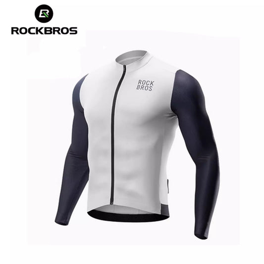 ROCKBROS Tricou pentru ciclism cu mânecă lungă Tricou pentru bărbați, respirabil, cu uscare rapidă, pentru ciclism, cu fermoar, cu 3 buzunare, tricou pentru bărbați, bicicletă de drum, MTB, mărime europeană