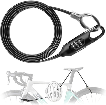 ROCKBROS blocare biciclete cablu blocare 150cm cu cod numeric antifurt pentru biciclete scooter carucior bebelusi rosu/negru