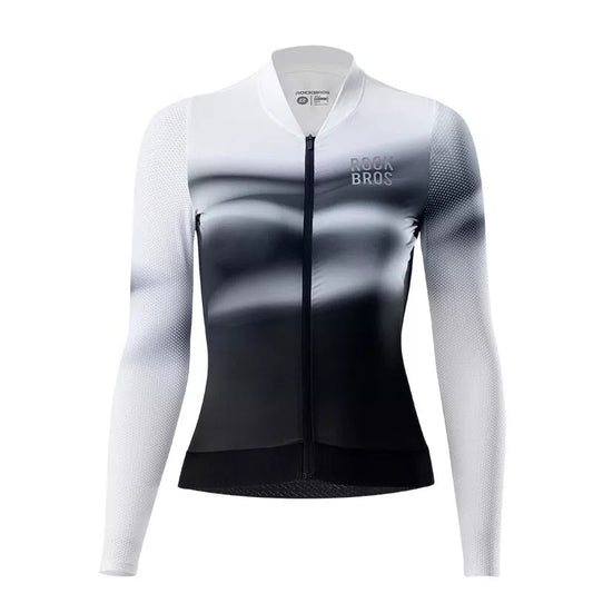 ROCKBROS Tricou pentru ciclism pentru femei cu mânecă lungă, culoare degradată, pentru ciclism MTB, respirabil