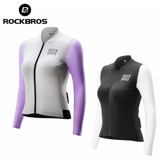 ROCKBROS tricou de ciclism tricou de ciclism cu mânecă lungă pentru femei jachetă de vară tricou de ciclism tricou de ciclism de drum cu 3 buzunare la spate îmbrăcăminte ciclism MTB respirabilă