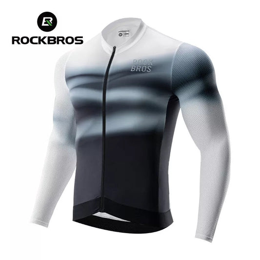 Tricou de ciclism pentru bărbați ROCKBROS, tricou de ciclism cu mânecă lungă, tricou de bicicletă pentru ciclism, ciclism, MTB, bicicletă de drum, îmbrăcăminte pentru ciclism, respirabil, cu uscare rapidă