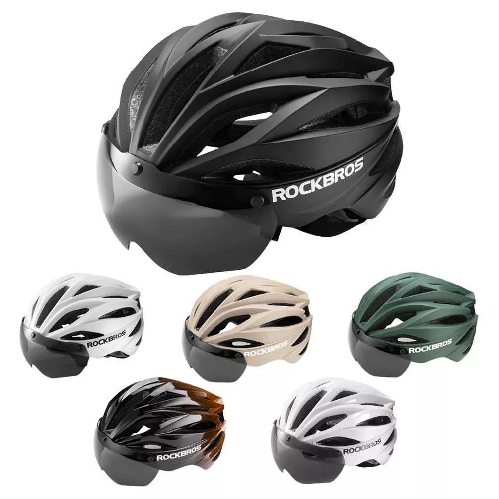 Casca de bicicleta pentru adulti ROCKBROS cu vizor Magnetic detasabil Respirabil Ajustabil pentru barbati si femei 58-62cm