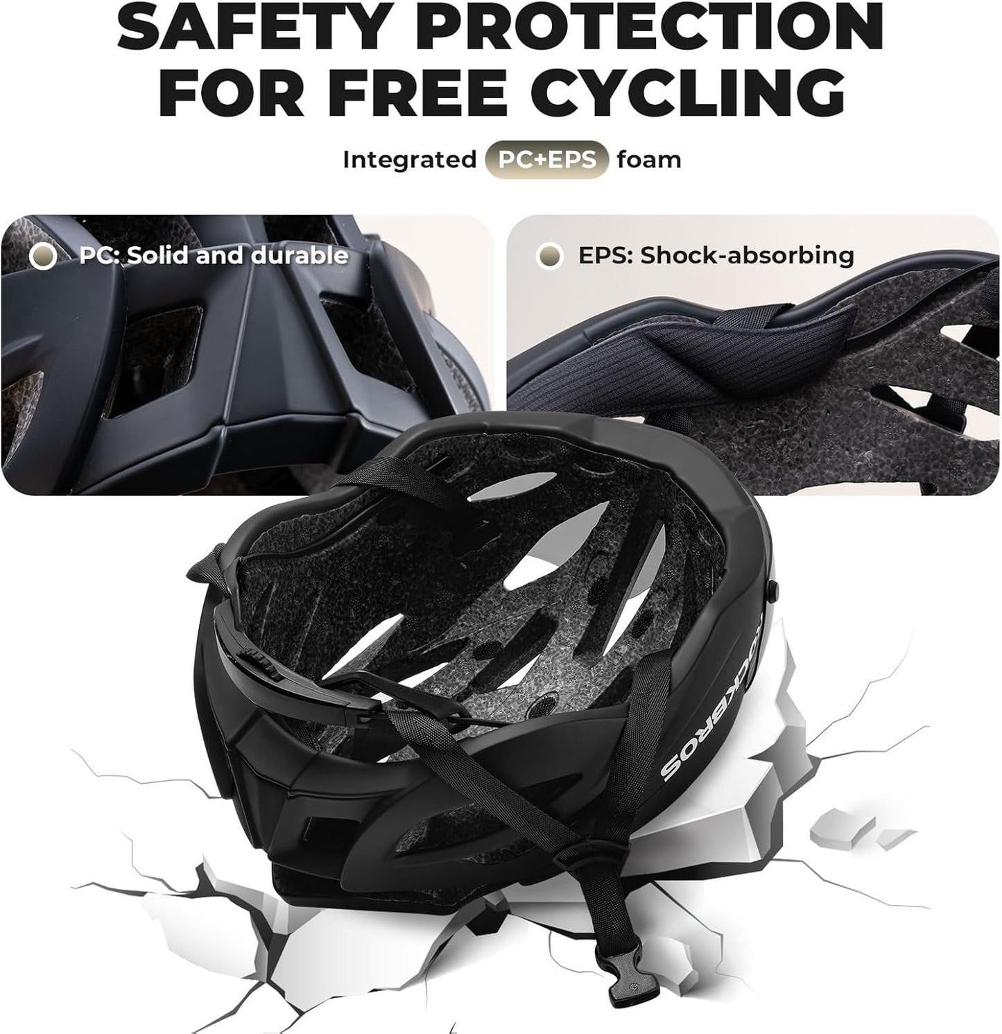Casca de bicicleta pentru adulti ROCKBROS cu vizor Magnetic detasabil Respirabil Ajustabil pentru barbati si femei 58-62cm