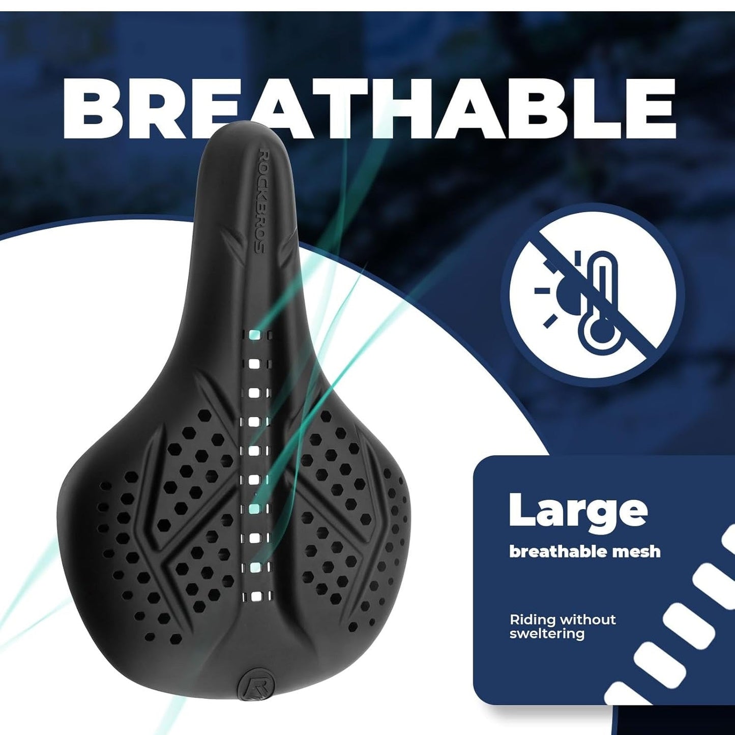 ROCKBROS Husă șa bicicletă Gel Husă scaun bicicletă Husă șa căptușită respirabilă pentru bărbați și femei negru/gri (25,5 x 18 cm)
