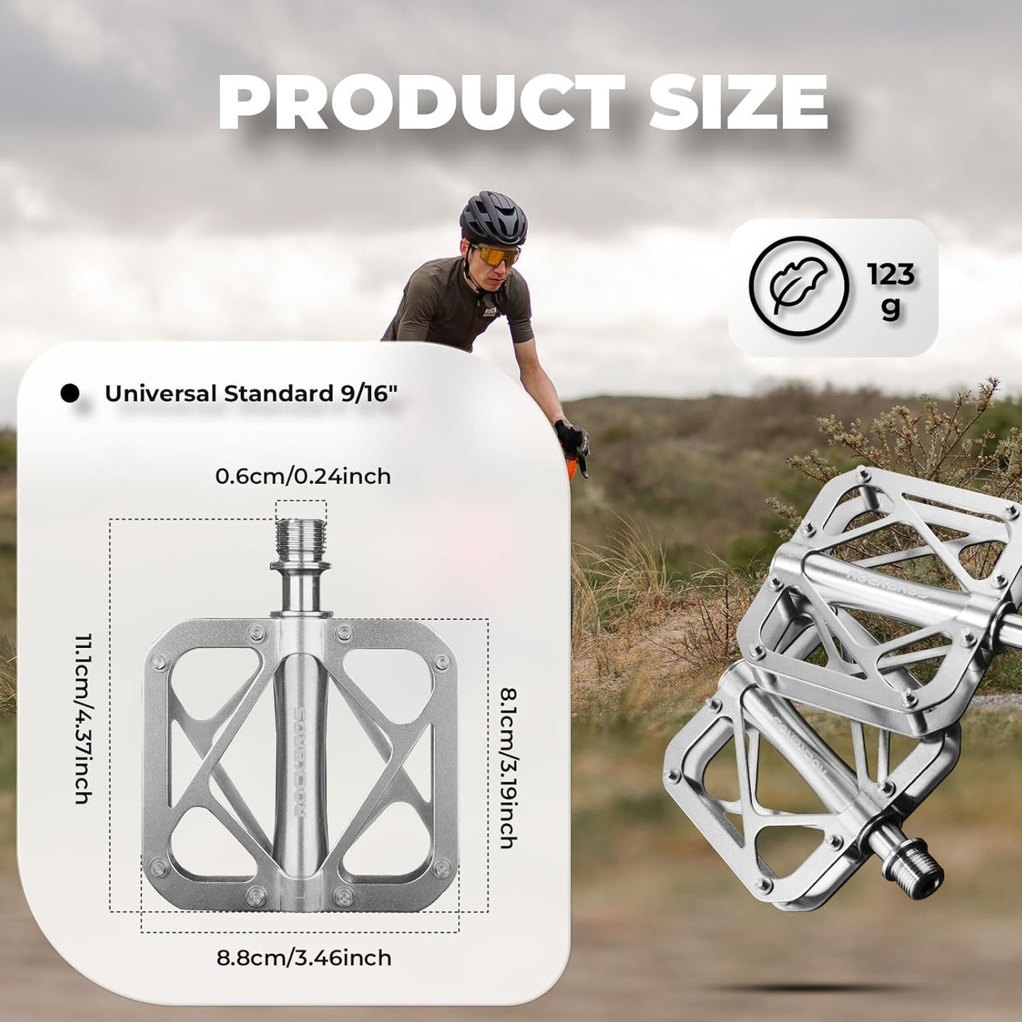 ROCKBROS pedale de bicicleta mountain bike din aliaj de titan 3 rulmenti pedale MTB platforma pentru MTB 250g light