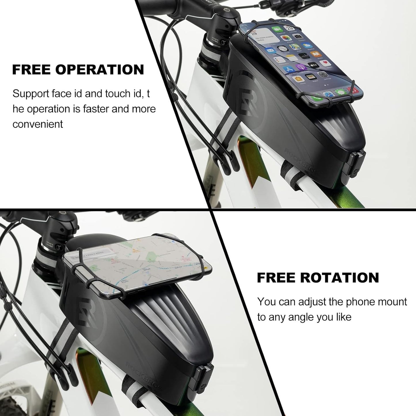 Geanta pentru cadru ROCKBROS geanta biciclete cu suport pentru telefon mobil de 4-6,5 inch