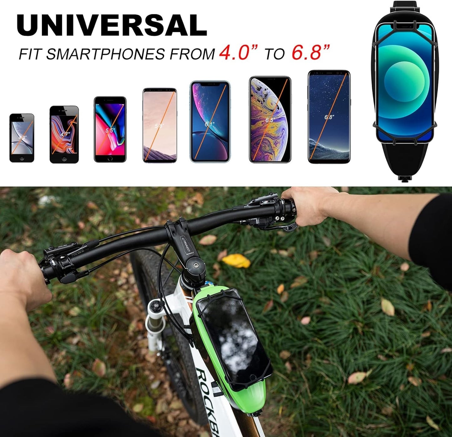 Geanta pentru cadru ROCKBROS geanta biciclete cu suport pentru telefon mobil de 4-6,5 inch