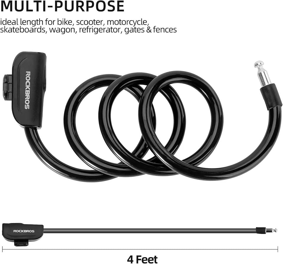 ROCKBROS broasca biciclete incuietoare cablu biciclete cu suport de montare 2 chei