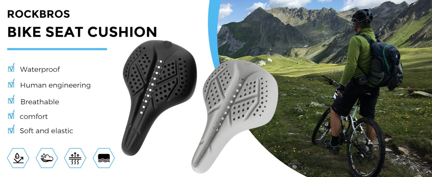 ROCKBROS Husă șa bicicletă Gel Husă scaun bicicletă Husă șa căptușită respirabilă pentru bărbați și femei negru/gri (25,5 x 18 cm)