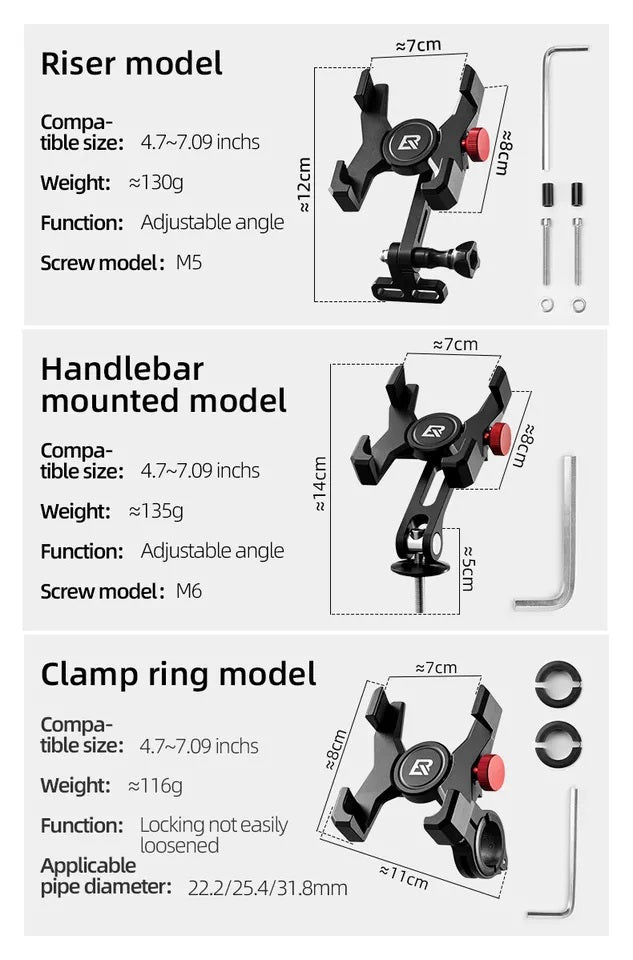 ROCKBROS Suport telefon mobil pentru biciclete Suport telefon ghidon pentru smartphone 4.7-7.09 inch