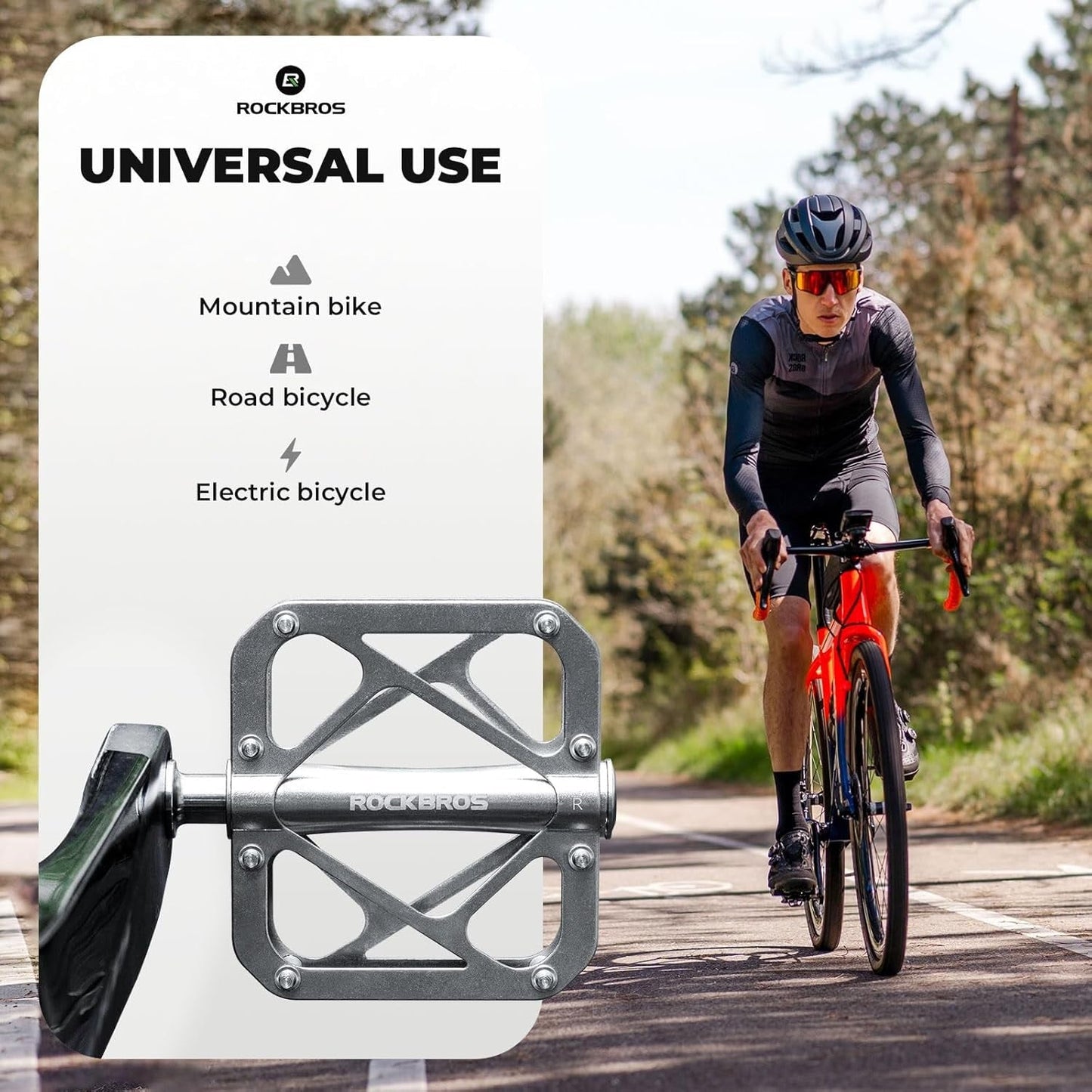 ROCKBROS pedale de bicicleta mountain bike din aliaj de titan 3 rulmenti pedale MTB platforma pentru MTB 250g light