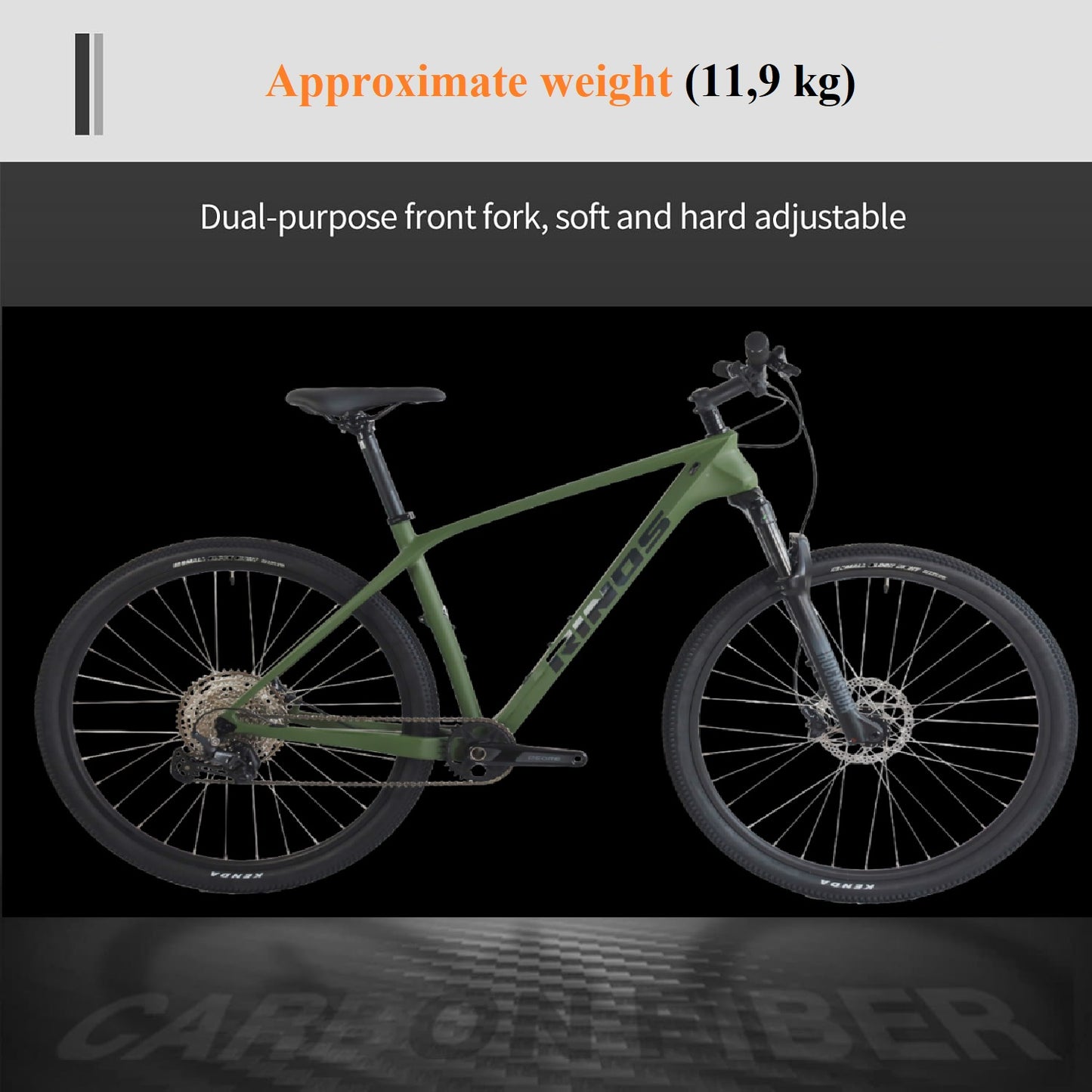 RINOS Gaia2.0 Bicicletă de munte Carbon Shimano Deore 12 viteze hardtail Rockshox