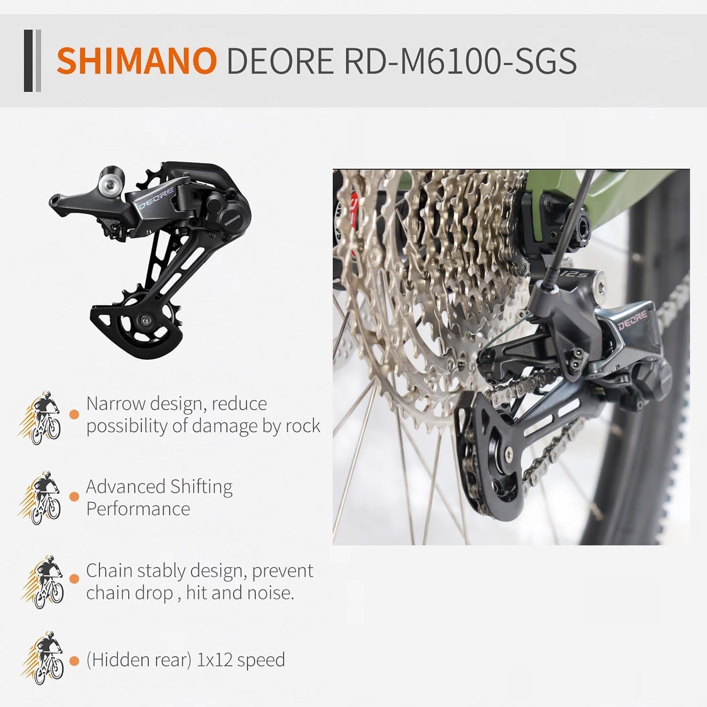 RINOS Gaia2.0 Bicicletă de munte Carbon Shimano Deore 12 viteze hardtail Rockshox