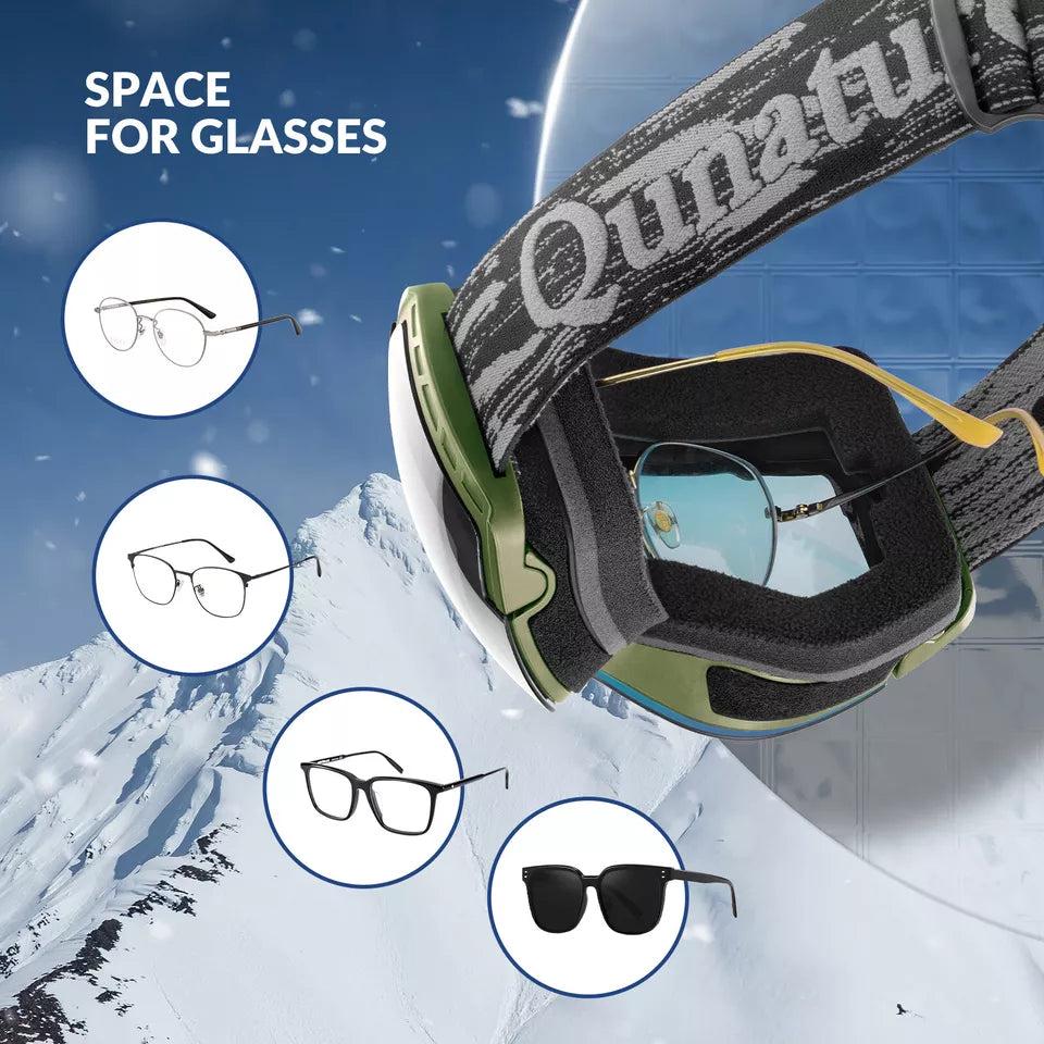 Ochelari de schi Qunature, ochelari de snowboard, anti-aburi UV400 femei/bărbați pentru purtători de ochelari