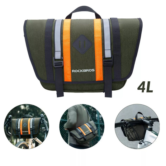 Geanta pentru ghidon ROCKBROS 2.5L-4L Geanta fata pentru biciclete Geanta cruce cu curea de umar verde