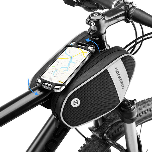 Geantă cadru bicicletă cu suport telefon rotativ la 360°, 1,5 L, BK ROCKBROS