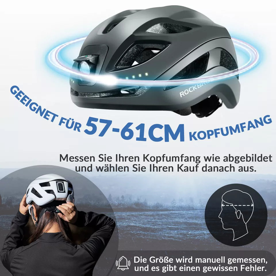 Casca de bicicleta ROCKBROS Casca de bicicleta cu avertizare de siguranta casca de protectie 57-61 cm