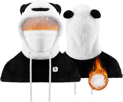 Masca de schi cu balaclava de iarna Qunature pentru copii si parinti masti integrale cu design panda balaclava pentru activitati in aer liber de toamna si iarna, cum ar fi schi, motociclism, ciclism