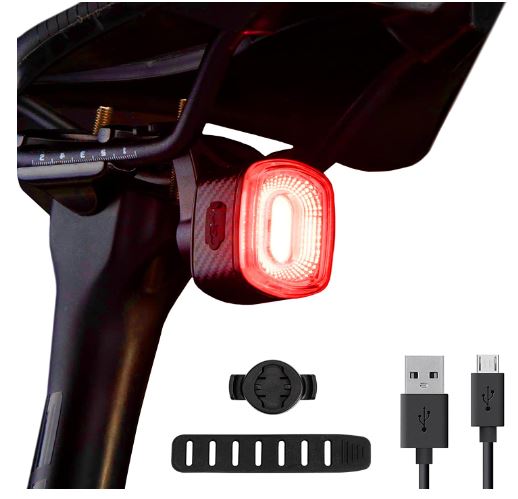 ROCKBROS Lampă spată pentru bicicletă LED, impermeabilă IPX6, reîncărcabilă prin USB, lumină de frână inteligentă Lumină roșie strălucitoare cu 5 moduri fixe și intermitent