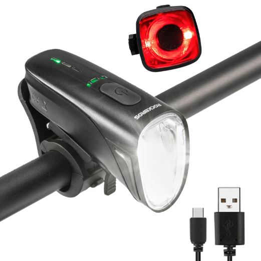 Set de lumini pentru biciclete ROCKBROS 200M iluminare StVZO lampa spate LED IPX5 pentru biciclete