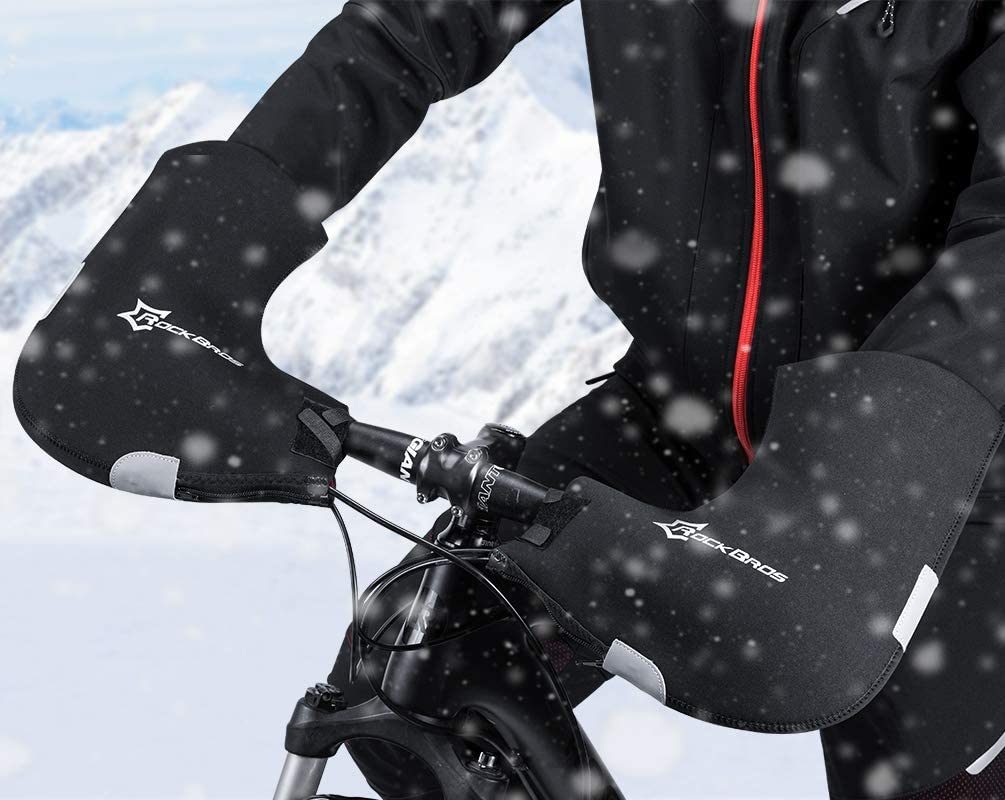 ROCKBROS D16-B manusi de ghidon de iarna, rezistente la vant, mansete de ghidon pentru biciclete captusite hidrofuge