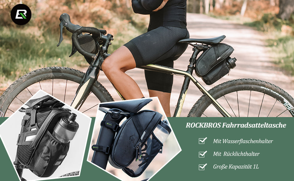 Geantă de șa pentru bicicletă ROCKBROS C7-1 cu cușcă pentru sticle, impermeabilă
