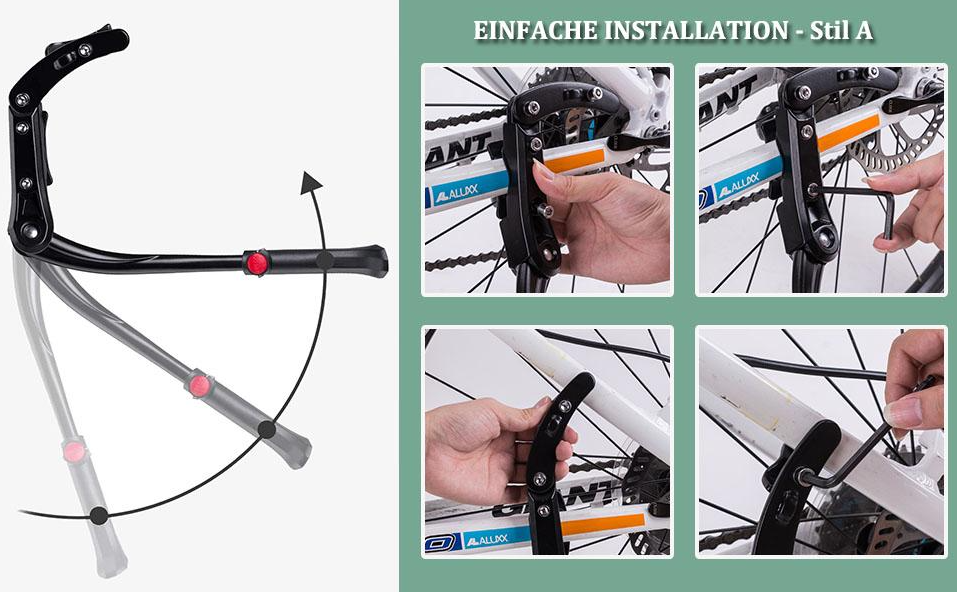Suport pentru biciclete ROCKBROS Suport lateral reglabil pe inaltime aluminiu de 24-29 inch