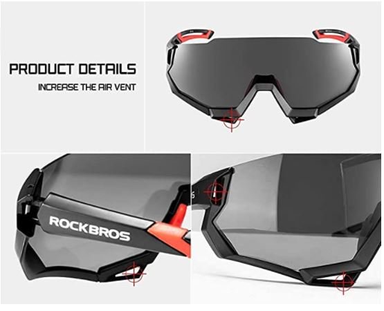 ROCKBROS 10131 Ochelari de ciclism polarizați cu 4 lentile interschimbabile